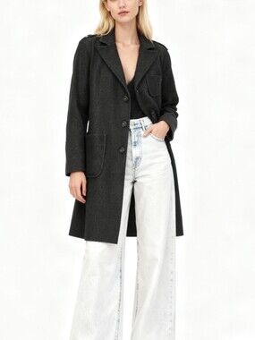 Hartford Wool Blend Trench Jacket Size S
